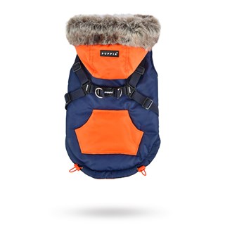 Orson Navy/orange - Hundtäcke Med Luva Och Integrerad Sele