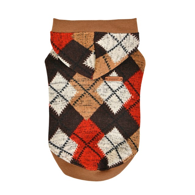 Jolly Beige - Stickad Hundtröja med Luva - Large