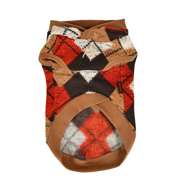 Jolly Beige - Stickad Hundtröja med Luva - Large