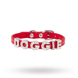 Personligt Hundhalsband Glitter Röd