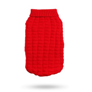 Red Waffle Textured Stickad Hundtröja