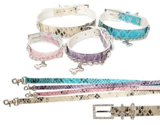 Royalty Halsband + Koppel - Blå - Xl