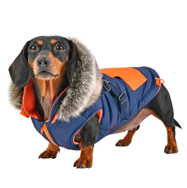 Orson Navy/Orange - Hundtäcke med Luva och Integrerad Sele