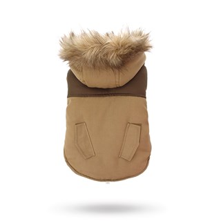 Faux Fur Brown Two-tone Parka - Hundjacka