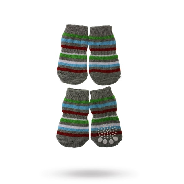 Grey & Stripey - Hundstrumpor med antiglid