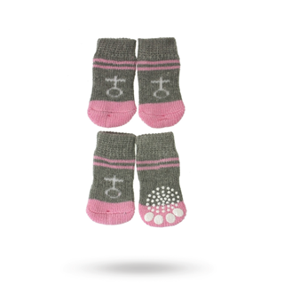 Venus Grey/pink - Hundstrumpor Med Antiglid