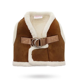 Luxury Brown & Cream Faux Shearling Hundsele