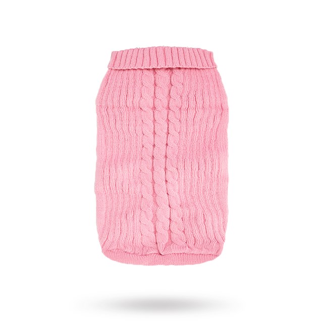 Rosa Kabelstickad Hundtröja