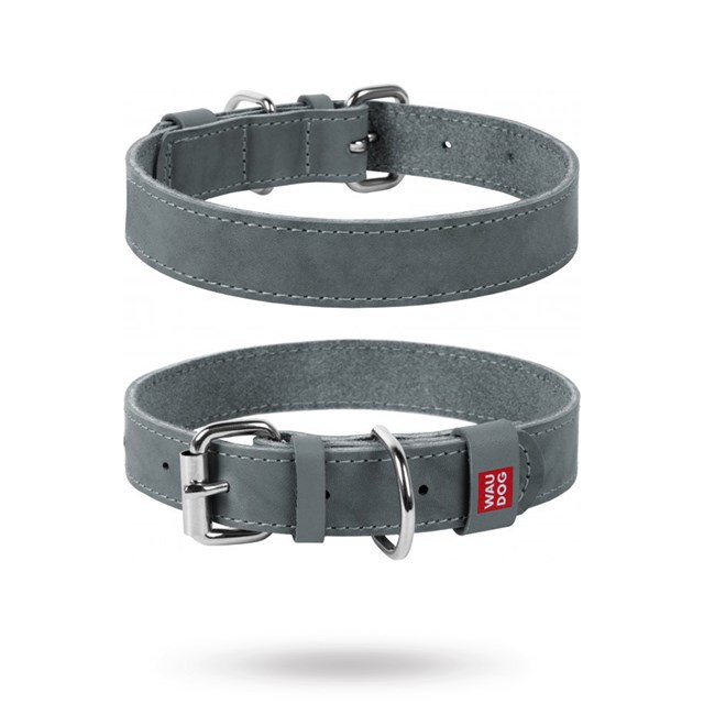 WAUDOG Classic - Läderhalsband Grå